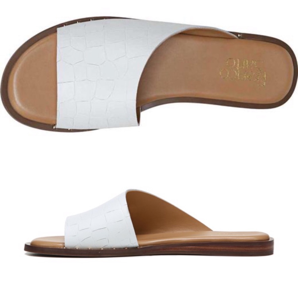 Franco Sarto White Leather Slides